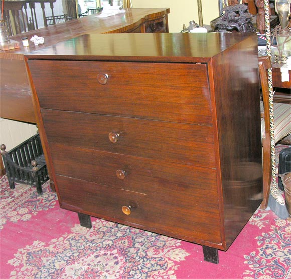 A George Nelson, for Herman Miller, (with original labels) Walnut 3 drawer Butler's secretary, with pullout writing desk.