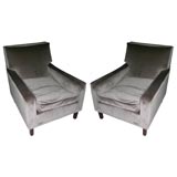 Pair of Custom Made Velvet Armchairs by Billy Baldwin
