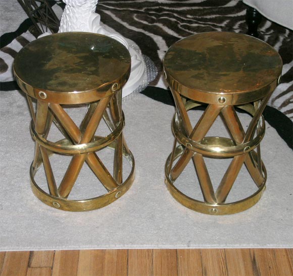 Petite Brass Drum Tables