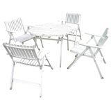 Painted  Wood Folding Chairs and Table with Umbrella Hole