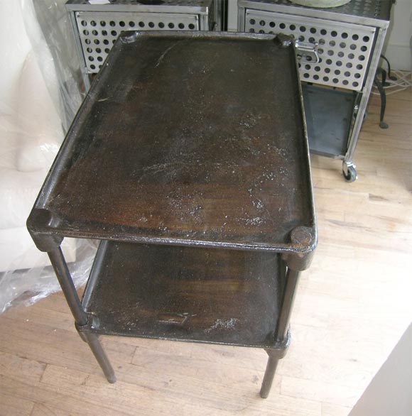 Pair of Iron Industrail 2-Tiered End Tables