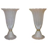 #3510 Pair of Murano Glass Vase Lamps