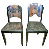 #1085 Two Pair of Ebonized Wood & Mirror Side Chairs.