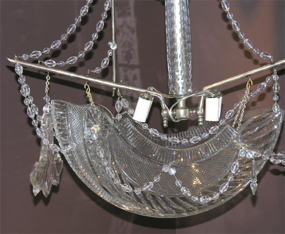 1930's French Crystal Boat Light Fixture