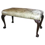 Antique Upholstered Bench on Carvied Mahogany Legs