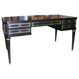 Ebonized Mahogany Writing Desk with Brass Trim