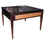 Pair Large Mahogany Endtables with Caned Drawer Fronts