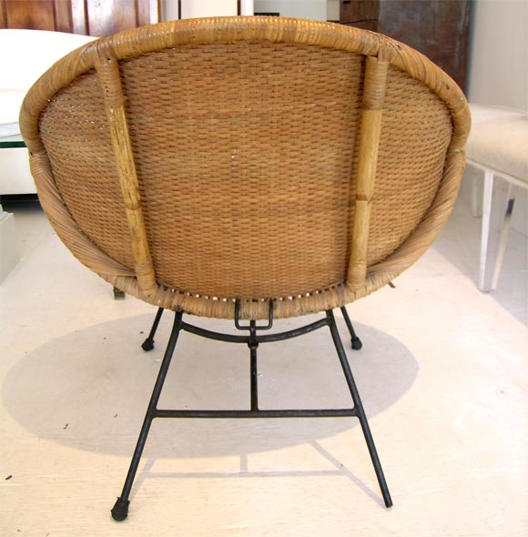 Wicker Pair of 1970's wicker basket chairs