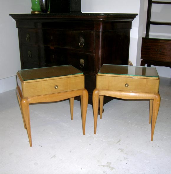 Pair of blonde maple night tables