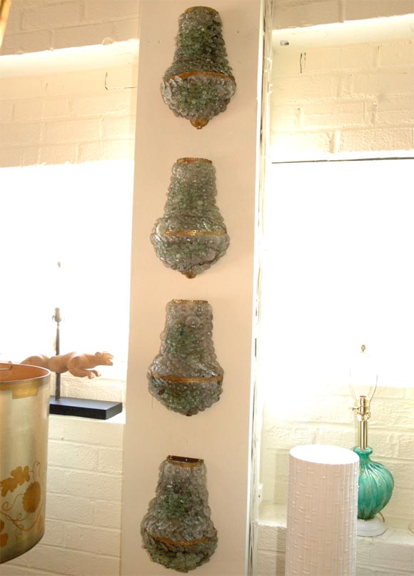 Pair of  Wall Sconces Made with Murano Flowers and Grapes