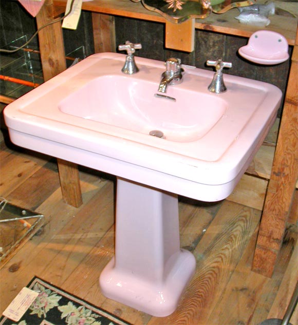vintage pink pedestal sink