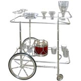 Silver Plated Bar Cart with Bamboo Detail