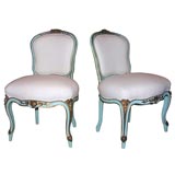 Antique Pair of Italian Louis XV style painted sidechairs