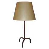 +Leather stitched lamp by J Adnet