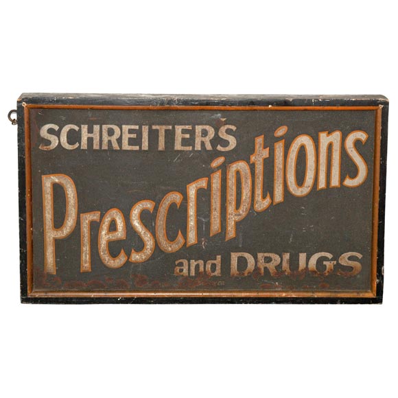 19THC  ORIGINAL BLACK PAINTED TRADE SIGN