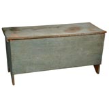 Antique 19THC NEW ENGLAND ORIGINAL BLUE PAINTED BIN