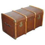 1920S  WOOD&CANVAS WITH BRASS HARDWARE TRUNK