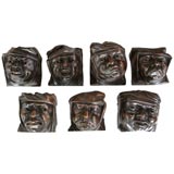 7 Carved Walnut Grotesque Heads 7 Carved Walnut Grotesque Heads