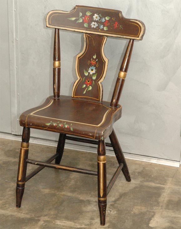 Country Set of Six Painted Chairs For Sale