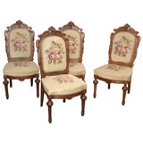 Set of Four Chairs with Needlepoint Coverings