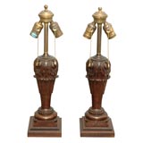 Pair Carved Table Lamps
