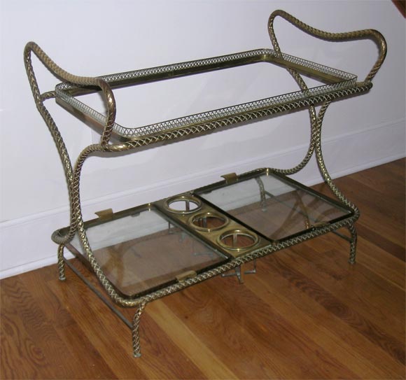 Mid-20th Century Italian Brass Bar Cart For Sale