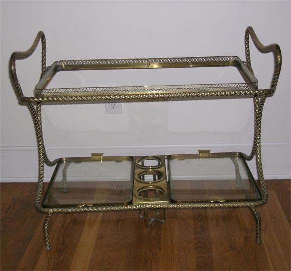 Italian Brass Bar Cart For Sale 1