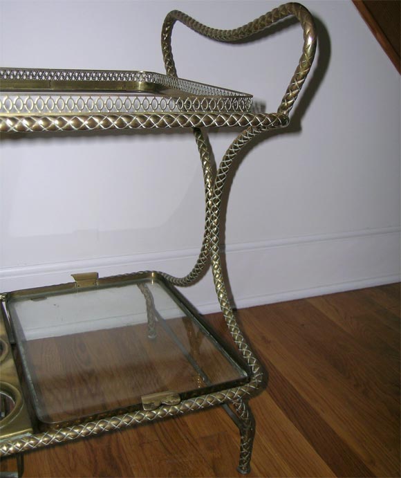 Italian Brass Bar Cart For Sale 5