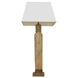 Wood Lamp with Square Iron Base