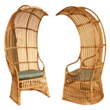 Pair of Franco Albini rattan chairs (attributed)