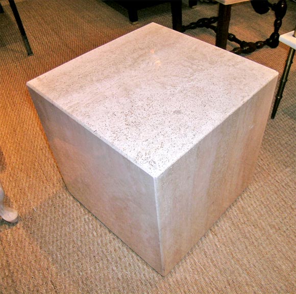 Pair of polished travertine cubes