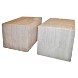 Pair of polished travertine cubes