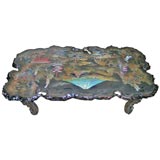 1930s lacquered chinese coffee table with mother of pearl inlays