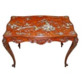 Antique Inlaid French Chinoiserie Rosewood Marquetry Center Table