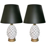 Pair of Ceramic Pineapple Lamps by Deruta