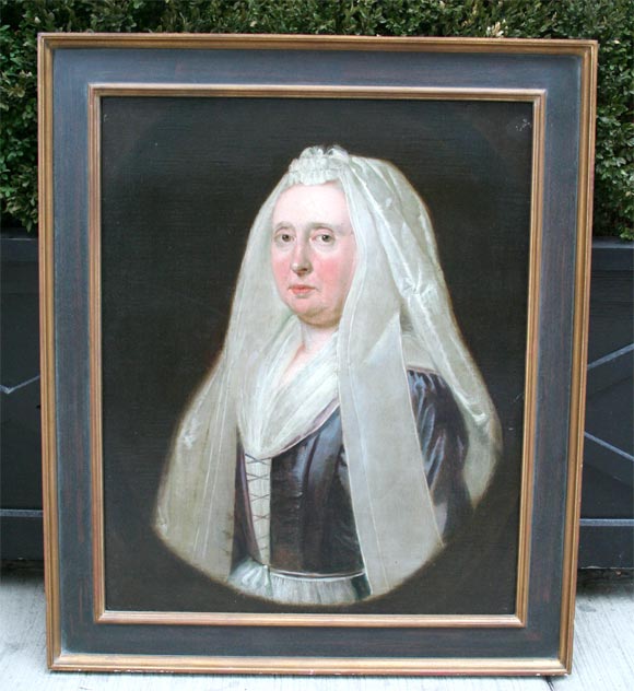 Très imposant portrait hollandais du 18e siècle de Mme Victoria Walsh.