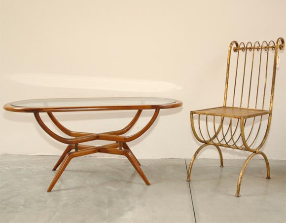 60's Oval Coffee Table with Glass Top