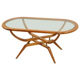 60's Oval Coffee Table with Glass Top