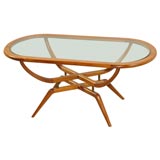 60's Oval Coffee Table with Glass Top