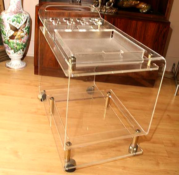 20th Century Lucite Bar Trolley For Sale
