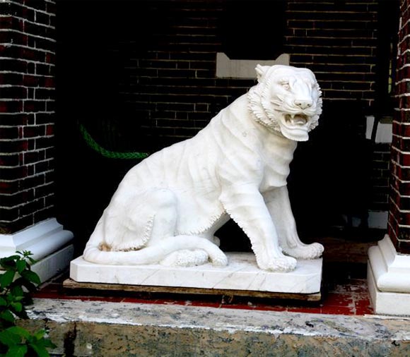 Unknown Pair of Lifesize Marble Tigers