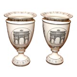 Vintage Pair of Italian creamware Urns