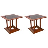 Pair of tile top end tables by Henredon