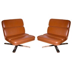 Vintage Pair of leather "Solo Chairs" by John Follis & David Hammer
