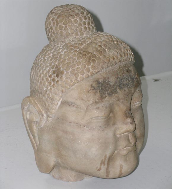 19thc Stone Budha Head