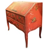 Antique English Slant Front Desk With Japaning Decoration