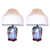 One Pair Of 19th Century Chinese Jars Mounted As Lamps