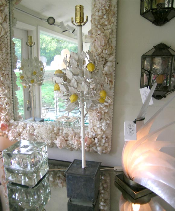 Italian Pair of Tole Lemon Tree Lamps