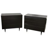 Pair Black 3 Drawer Chests