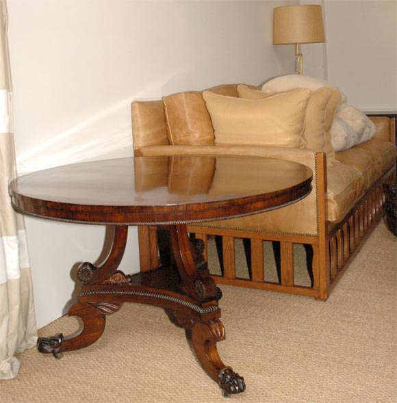 Regency Rosewood and Brass Inlaid Circular Centre Table